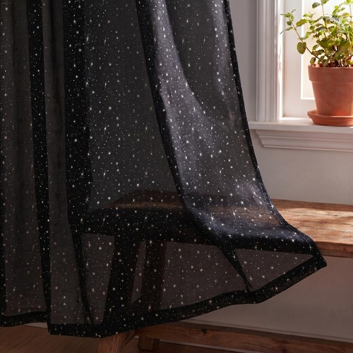 2pcs black sheer curtains - sheer,