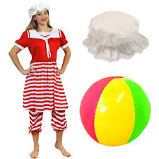 LADIES 1920S BATHER COSTUME VICTORIAN BATHING SUIT SWIMSUIT FANCY DRESS OUTFIT