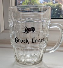 VINTAGE BROCK LAGER BRITISH MADE PINT  GLASS  5.5 INCHES  