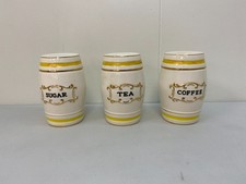 Crown Devon Tea Coffee Sugar Cannisters Barrel Shaped