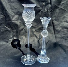 Two Unusual Scottish Thistle Shaped Lead Crystal Candle Holders