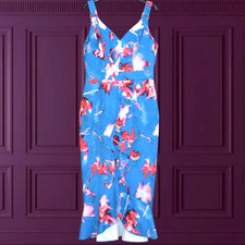 £75 LITTLE MISTRESS LONDON SIZE 8 BLUE FLORAL DRESS HOLIDAY COCKTAIL NIGHTOUT