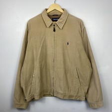 Polo Ralph Lauren Corduroy Harrington Jacket, Beige, Vintage Rare, Mens XL