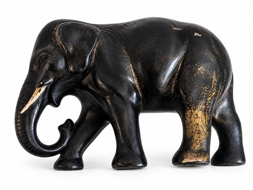Black elephant figurine - black,