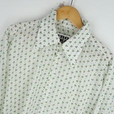 Vintage 70's Patterned Dagger Collar Mens Shirt Disco SZ XL (V774)