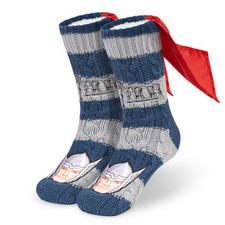 Marvel Fluffy Socks, Mens Slipper Socks, Thor Warm Knitted Socks With Cape