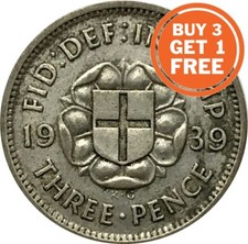 SILVER THREEPENCE GEORGE VI COIN CHOICE OF YEAR 1937 TO 1944
