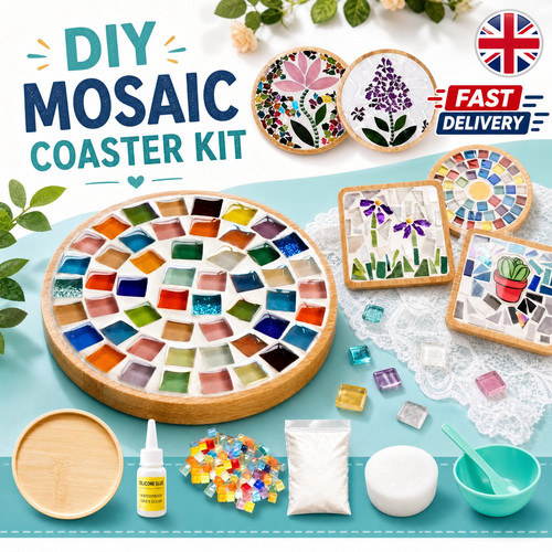 Diy mosaic coaster kit bamboo - coaster,