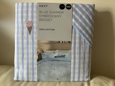 Blue 100% Cotton  Summer Icons Reversible Duvet Cover and Pillowcase Set Next