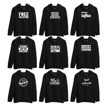 Free Palestine Arabic Black Hoodie Left Wing Action Politics Stand Up To Racism