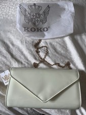 Cream Patent Clutch Bag with