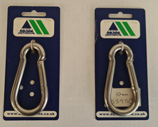 Set of 2 Stainless Steel Carbine Snap Hook Shackles 10mm x 100mm