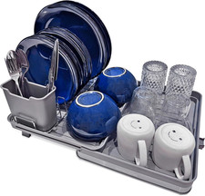 Dish Drying Rack Premium Adjustable Kitchen Dish Drainer for Dishes, Space-Savin