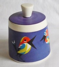 Goebel Hummel West Germany Bird Print Mid Century Pot With Lid 1960s vgc