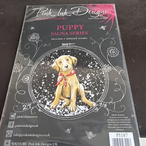 Pink ink designs cute puppy - ,