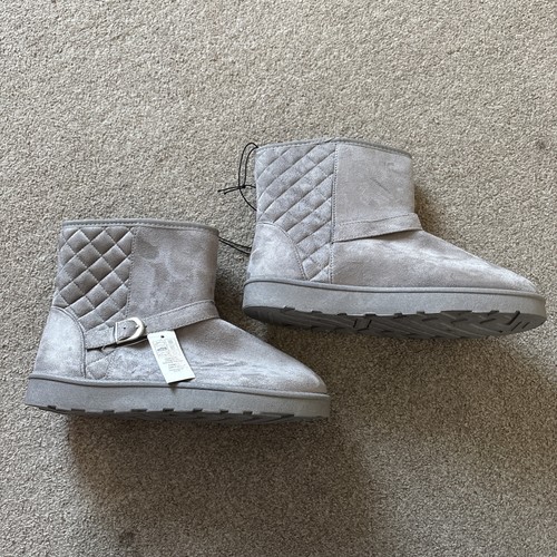 Ladies grey faux suede - suede, boots