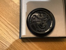 Bristol Blue Glass Coaster Cobalt Clifton Suspension Bridge signed Peter Hewlett