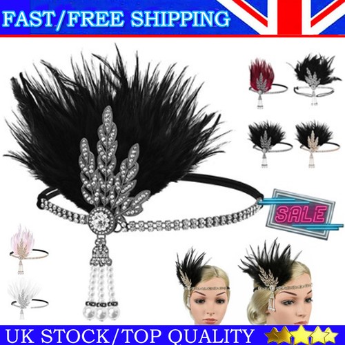 Vintage 1920s feather headband - feather,