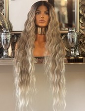 Blonde Curly Lace Front Creamy Blonde Wig  Grey Natural Wig Wavy Kim K