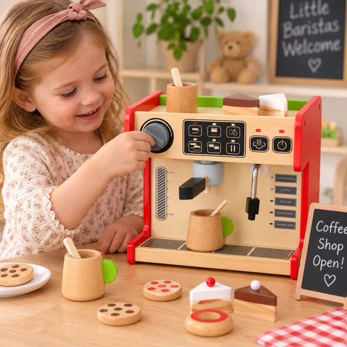 Wooden coffee shop playset - shop,