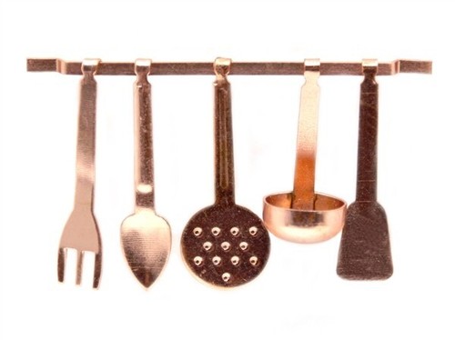 Dolls house copper utensils - house,