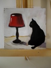Cat painting Vintage style