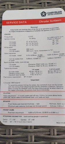 Genuine chrysler talbot - genuine, chrysler/talbot