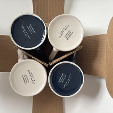 John Lewis White & Navy Porcelain Mugs Set of 4 Coffee & Tea Gift Sets. New