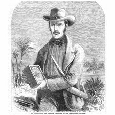 Doctor Livingstone the African Explorer in Travelling Costume Antique Print 1857