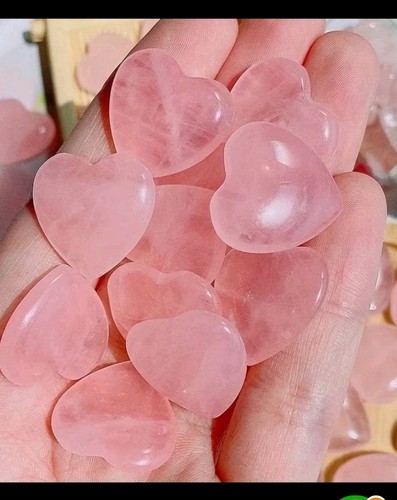 Rose quartz crystal hearts - rose,