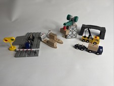 WOODEN TRAIN SET ACCESSORIES Docks Crane, Container Ships And Trucks As Pictured