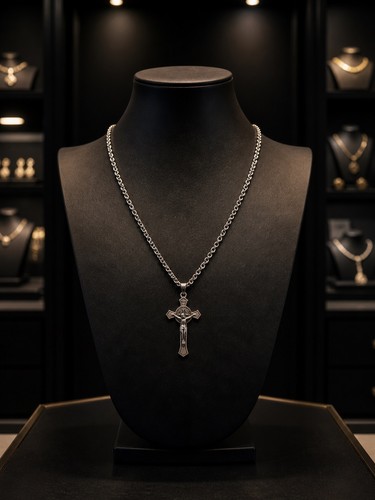 Luxury silver cross chain - cross,