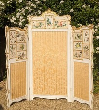 Superb Hand Painted Gilt Wood Dressing Screen With Chinese Paintings