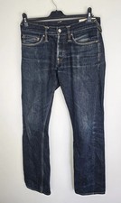 Mens EVISU Denim Jeans Size 30x34 Blue Selvedge Painted Logo Lot 2008 Embroider