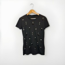 Sportmax Code by MaxMara Size Small Beaded Black Jersey T-Shirt Top