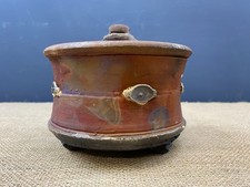 RARE JOHN BEDDING ST IVES RAKU FIRED IRIDESCENT STUDIO POTTERY LIDDED POT