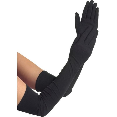 Long black gloves womens - black, opera