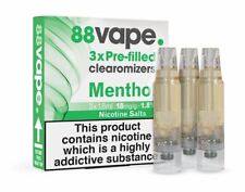 88 Vape Clearomizer Pre Filled CE4 E-Liquid 18mg Pack Of 3 Menthol 1.6ml