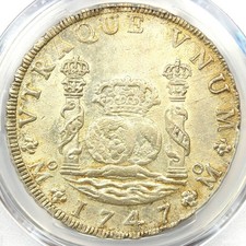 1747 Mexico Pillar Dollar 8 Reales Coin (8R) - PCGS Uncirculated Detail (UNC MS)
