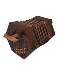 Concertina Vintage 20 Button Squeezebox Accordion Wooden Leather Preloved