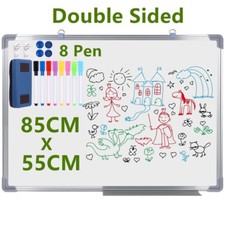 850X550 Magnetic Whiteboard Large White Board Dry Wipe Notice Office School Home