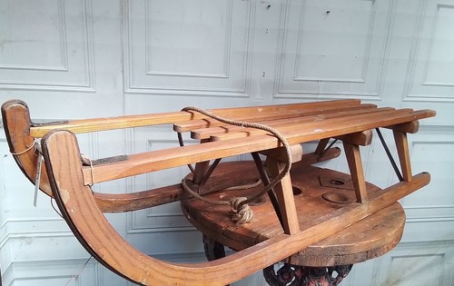 Vintage wooden sledge made - vintage,