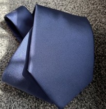Mens Thomas Nash Navy Blue Solid Smart Formal Event Tie 3.25" Wide 55" Long