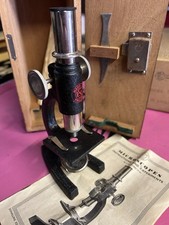 Vintage Students Microscope No.3/A – 100x – Boxed, Wood Case, Key & Instructions