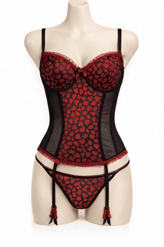 Ladies red heart - red, mesh