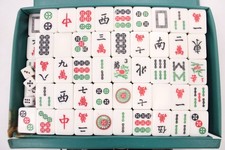 Vintage MAHJONG Chinese Game Of Four Winds Set Of 146 Tiles & Case - C80