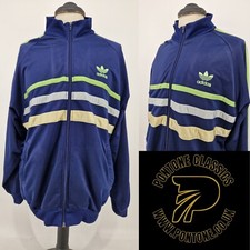Vintage 90s Adidas Originals First Track Top L Casual Preloved Navy Green 