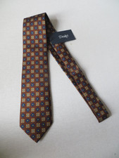DRAKE'S SILK  BROWN SHAPES TIE HAND MADE NEW WITH TAG