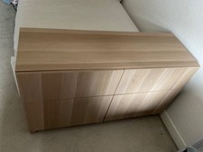 Besta Sideboard Storage Unit with Shelves, 120cm Wide, white Stained Oak Effect