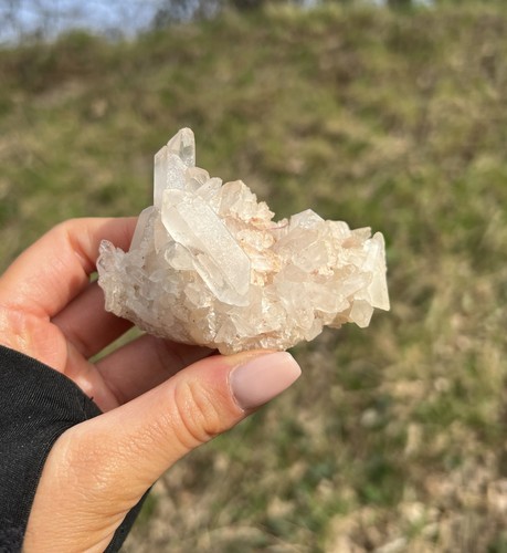 Clear quartz cluster with - quartz,